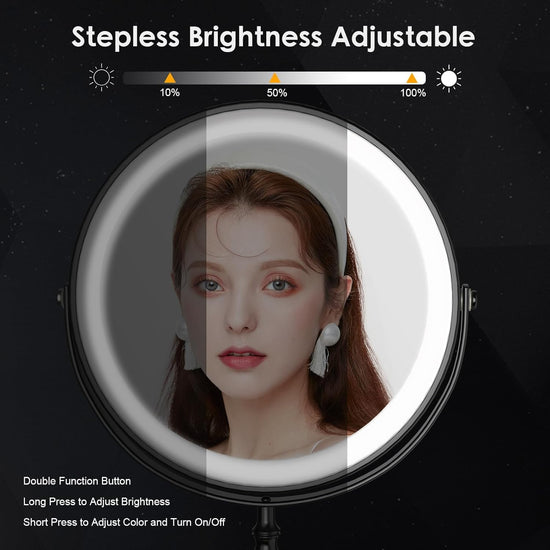Home mirror — Rechargeable double-sided magnifying vanity mirror with adjustable brightness