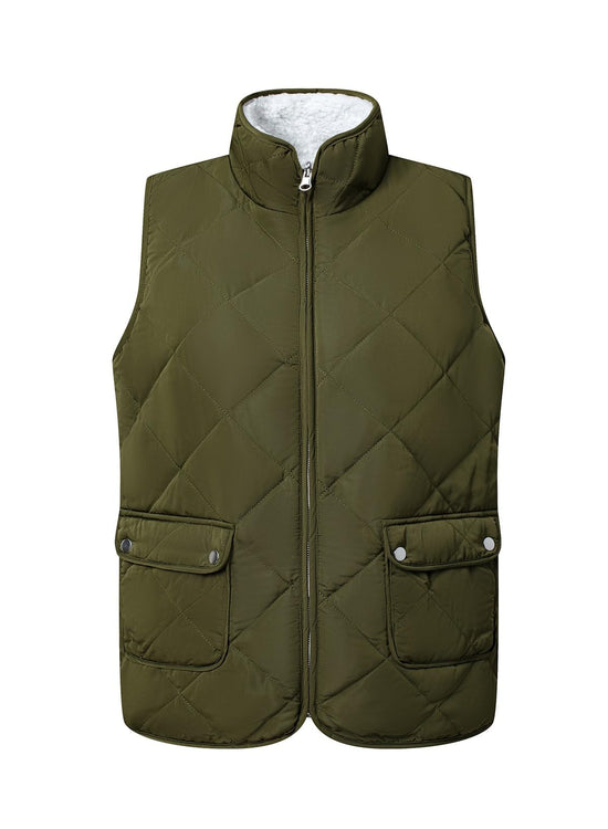 SHEWIN women puffer vest - reversible and warm winter outerwear with pockets