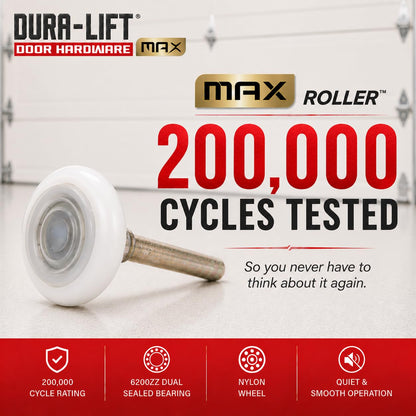 DURA-LIFT garage door roller with sealed 6200ZZ bearing and 4 inch stem