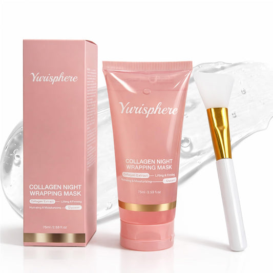 Yurisphere Collagen Overnight Peel Off Face Mask - Real Collagen Wrapping Mask for Glass Skin - Deep Hydration, Elasticity & Pore Care - Skincare for Glowing, Firming & Moisturizing 1P