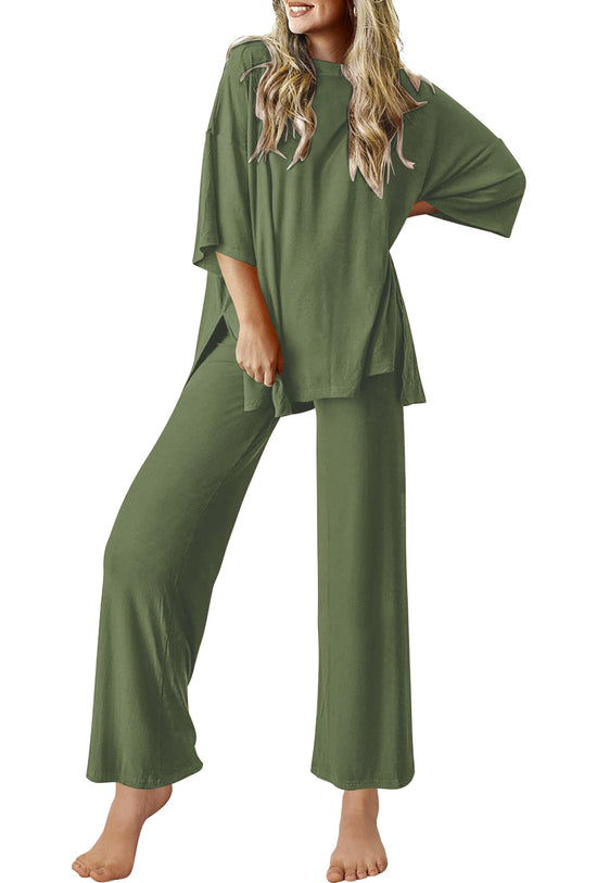 Ekouaer pajamas — soft and comfy 2 piece lounge set with short sleeves and long pants.