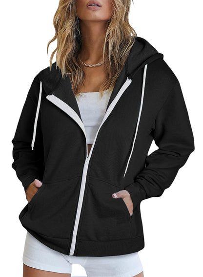 Dokotoo sweatshirt with pockets and full zip up design for women