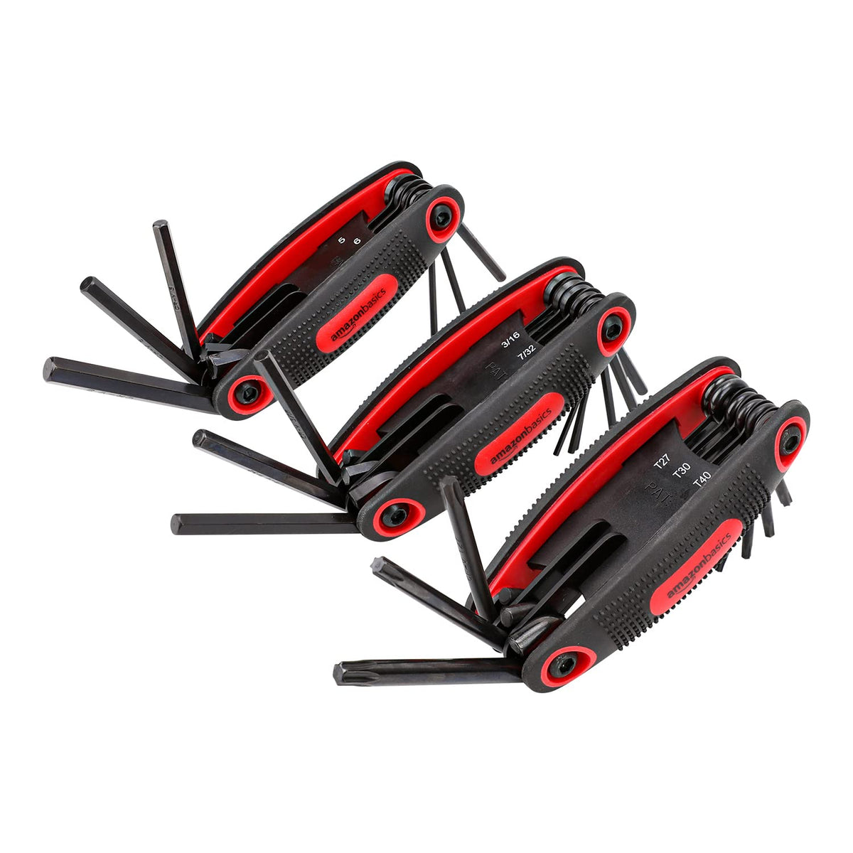 Amazon Basics wrench set — Folding hex key set with metric and SAE sizes, 3-pack