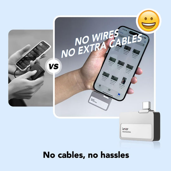 Lexar Professional Go portable SSD - Supports Apple 4K 60fps ProRes, up to 1050MB/s speed.