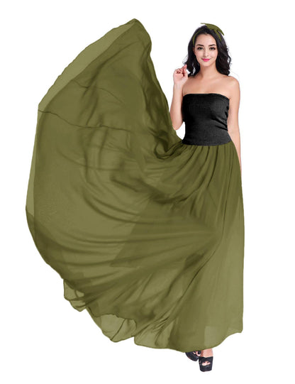 v28 women pleated retro maxi skirt - full length chiffon