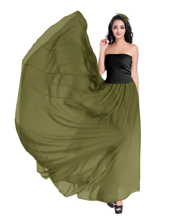 v28 women pleated retro maxi skirt - full length chiffon