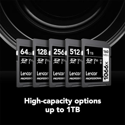 Flash memory — Lexar Professional 1066x 64GB SDXC UHS-I card silver series