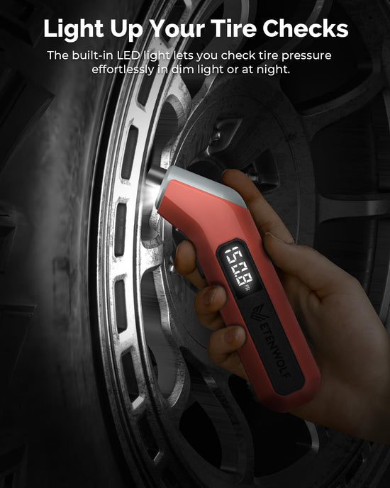 ETENWOLF digital tire pressure gauge - calibrated to ANSI B40.7 Grade 2A with replaceable batteries
