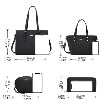 Handbag — Synthetic leather tote and shoulder bag set for women