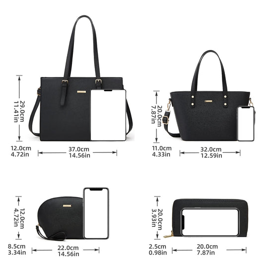 Handbag — Synthetic leather tote and shoulder bag set for women