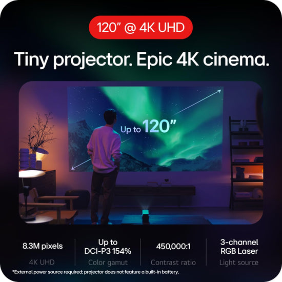 LG CineBeam Q HU710PB video projector — 4K resolution with auto screen adjustment and focus