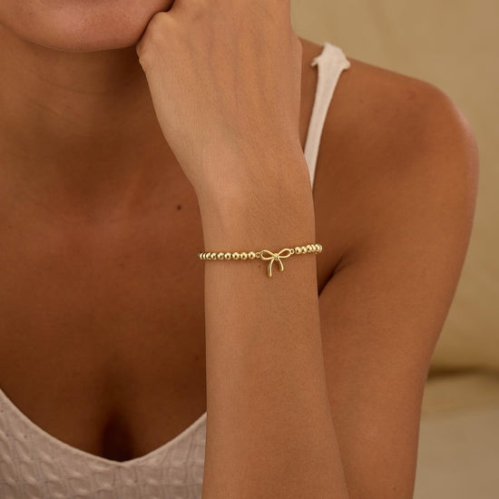 Bracelet — 14K silver gold plated handmade beaded with charm design