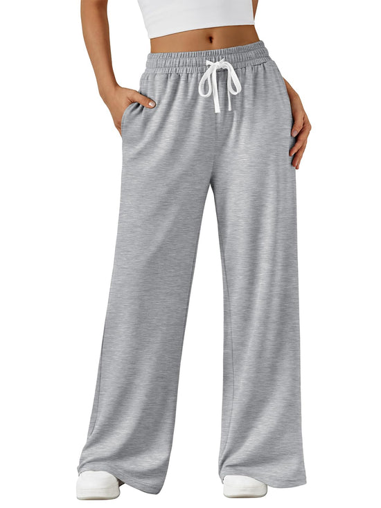 PANTS — Wide leg sweatpants with pockets for casual wear and workouts