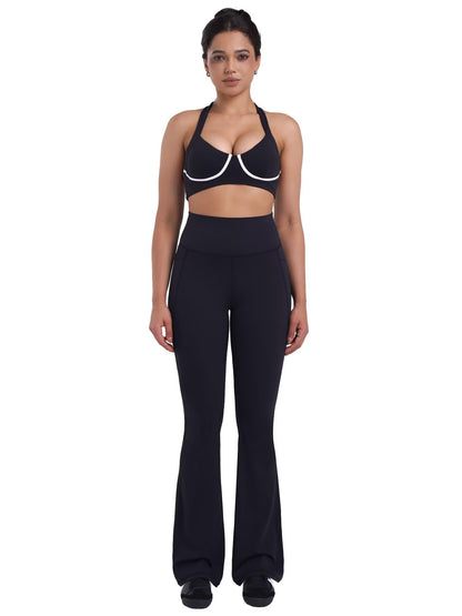 Sunzel pants — Women's high waisted mini flare leggings with pockets and tummy control