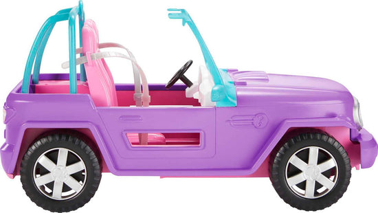 Barbie non riding toy vehicle — purple with pink seats and rolling wheels