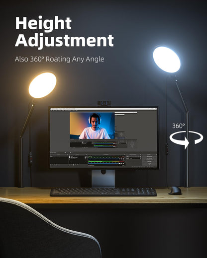 Weilisi 10.2 desk ring light — 360° adjustable with stand and C-clamp