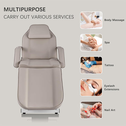 Hicomony Gray Tattoo Chair with Salon Stool, Esthetician Bed Tattoo Table with Storage Basket, Multi-Purpose Facial Lash Spa Chair,Tattoo Artist Massage Table Beauty Salon Spa Equipment