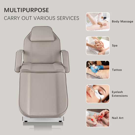 Hicomony Gray Tattoo Chair with Salon Stool, Esthetician Bed Tattoo Table with Storage Basket, Multi-Purpose Facial Lash Spa Chair,Tattoo Artist Massage Table Beauty Salon Spa Equipment