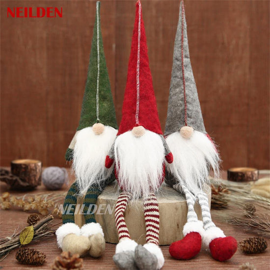 Figurine — BWFY 3pcs long legs Rudolph doll Christmas decoration set for children and hotels