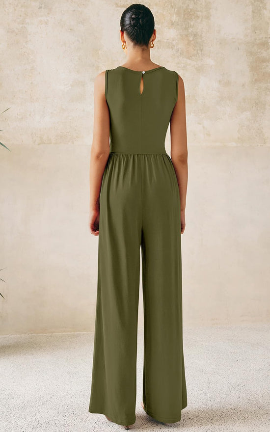 Prettygarden one piece outfit — dressy casual sleeveless wide leg romper for summer