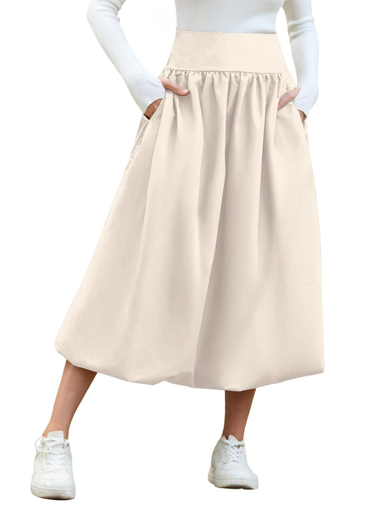 peassa women's bubble skirt with pockets and elastic waist