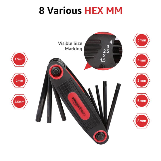 Amazon Basics wrench set — chrome vanadium steel, 3-pack, metric, SAE, star sizes