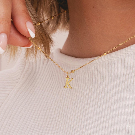 MDIEEL necklace — Dainty 14k gold plated initial pendant charm