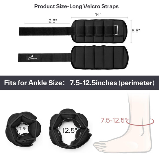 Sportneer adjustable ankle weights - removable sandbags for versatile workouts