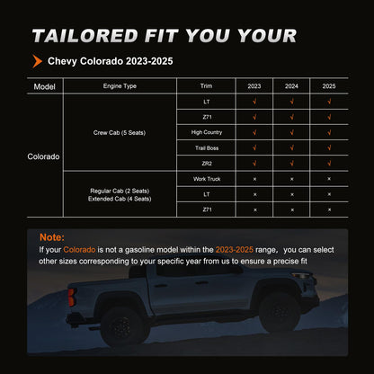 Vehicle seat cover — AOMSAZTO custom fit for Chevy Colorado and GMC Canyon 2023-2026