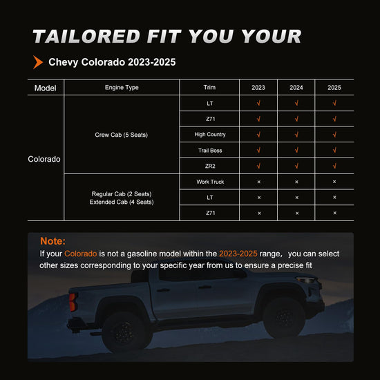Vehicle seat cover — AOMSAZTO custom fit for Chevy Colorado and GMC Canyon 2023-2026