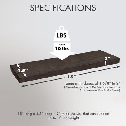 Urban Legacy floating shelves with reclaimed barnwood planks and shelf bracket set includedUrban Legacy floating shelves — reclaimed barnwood planks with bracket set included
