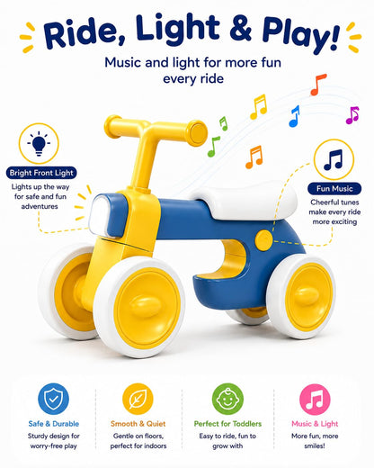 Henry & Colin ride on toy — 4 wheel balance bike with lights and music for toddlers