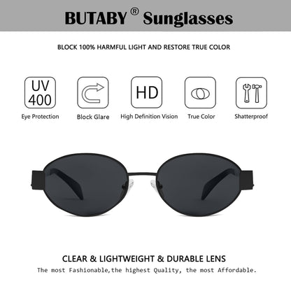 Butaby retro oval sunglasses — classic style with UV400 protection