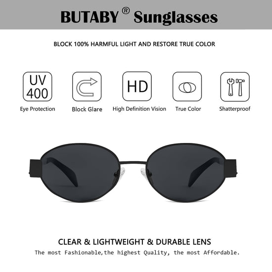 Butaby retro oval sunglasses — classic style with UV400 protection