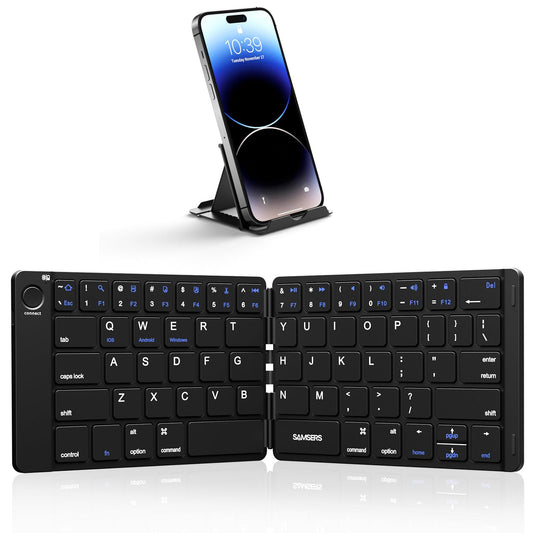 Samsers foldable Bluetooth keyboard — portable wireless design with stand holder