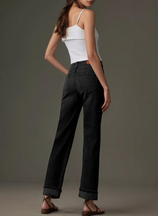 Sidefeel women's wide leg jeans - high waisted baggy denim pants with pockets