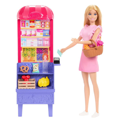 Barbie and Teresa doll playset with market theme and accessories set