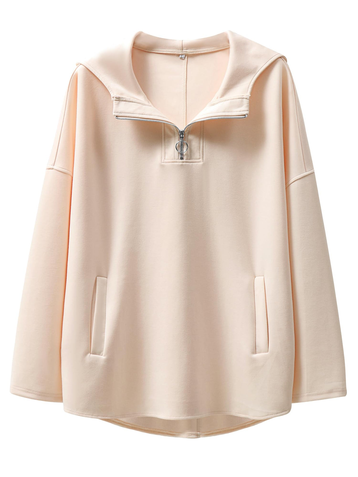 Sweatshirt — Oversized quarter zip pullover for women by ANRABESS