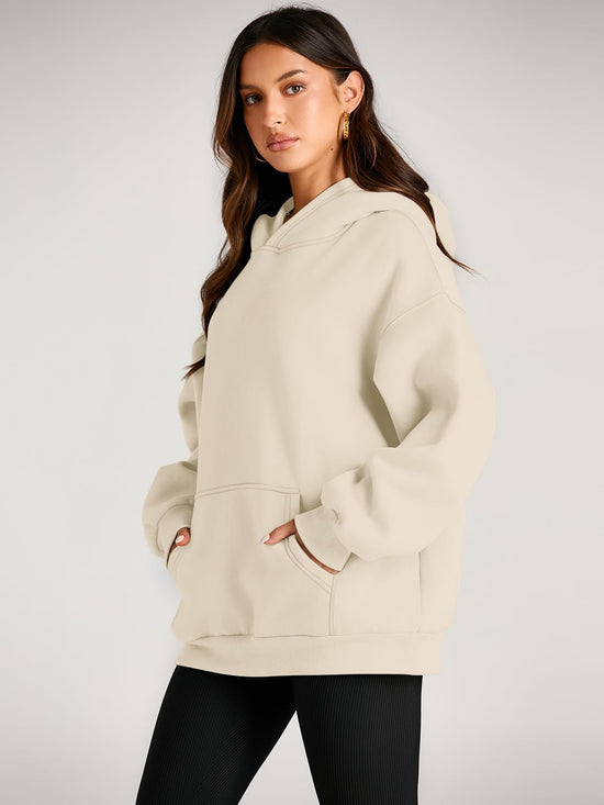 EFAN women's oversized fleece sweatshirt - cozy pullover with pockets for fall and winter