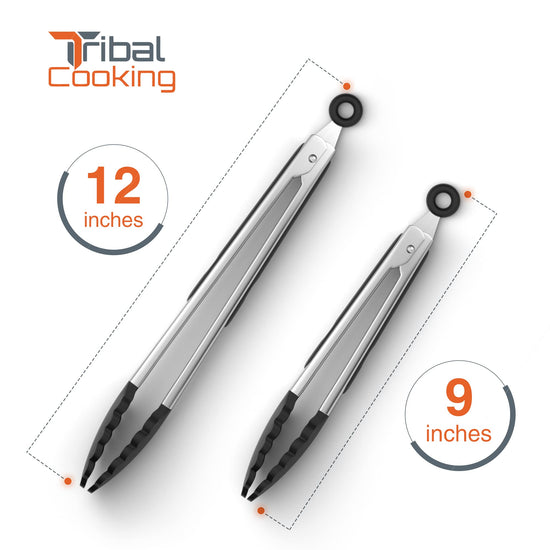 Tribal tongs — Silicone tips with non-slip grips and heat resistant design.