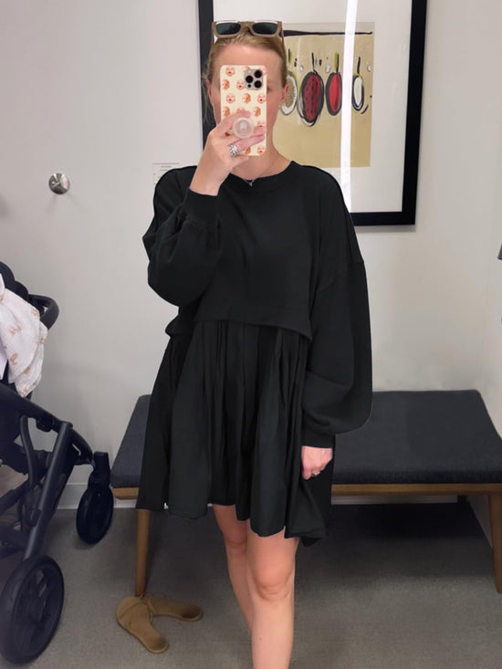 Sweatshirt dress — Crew neck long sleeve oversized mini dress