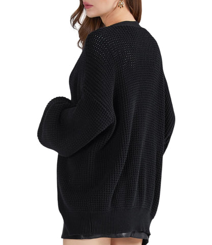 QUALFORT cardigan sweater - 100% cotton oversized knit outerwear for fall 2026