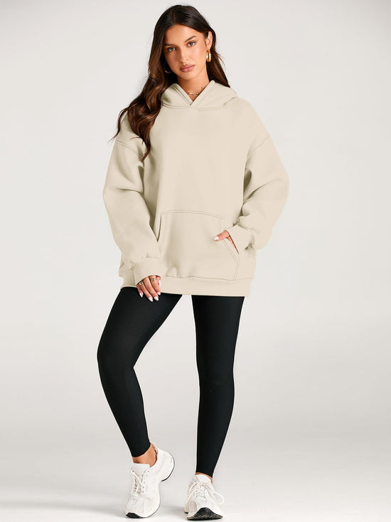 EFAN women's oversized fleece sweatshirt - cozy pullover with pockets for fall and winter