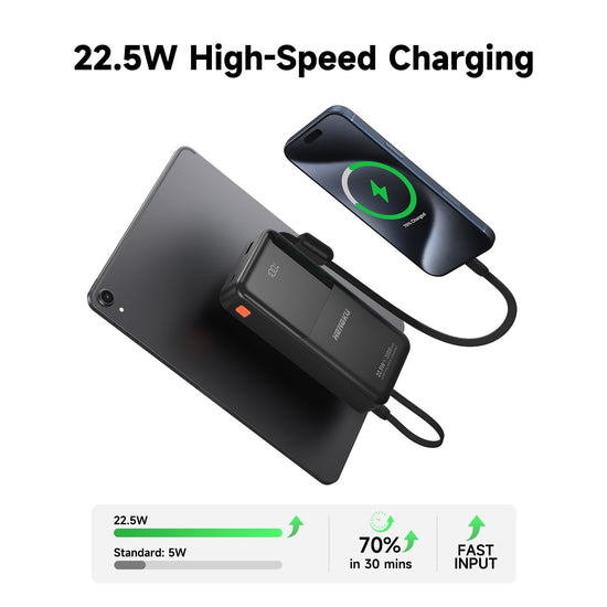 HENGKU Power Bank 20000mah Portable Built-in Cable 22.5w Fast Charge