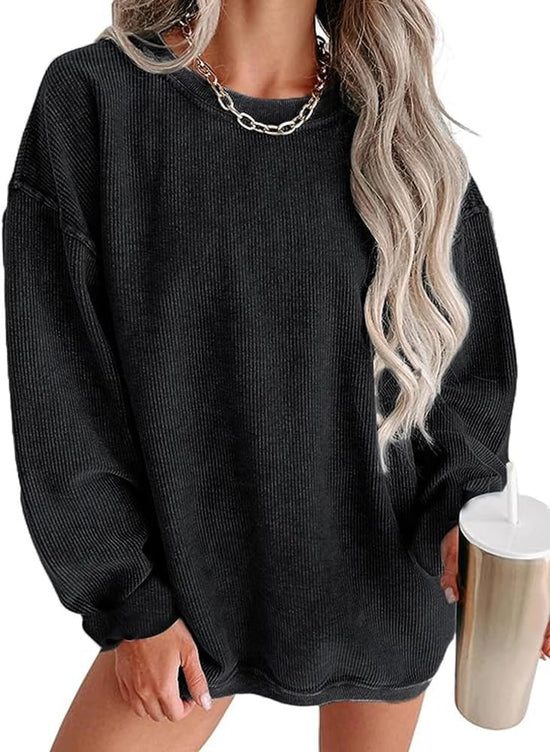 Chvity sweatshirt — oversized corduroy pullover with crewneck design