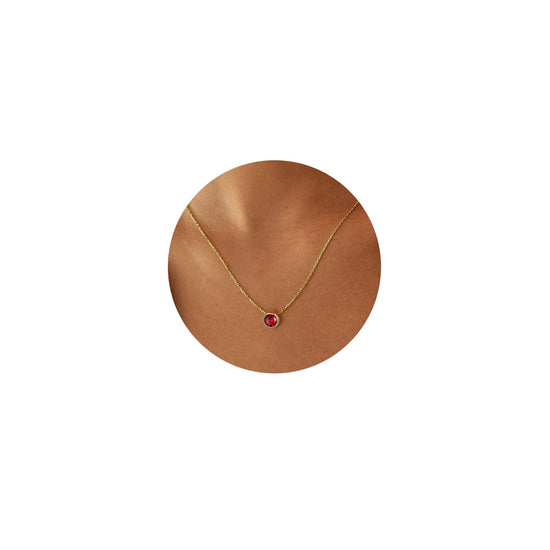 Turandoss birthstone necklace - 14K gold plated with colorful birthstones for women and girls