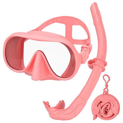 Snorkeling Gear for Adults, Snorkel Set Adult, Scuba Diving Mask, Panoramic View Anti-Leak Anti-Fog Dive Swimming Goggles Tempered Glass Panoramic Wide View Travel Portable Foldable
