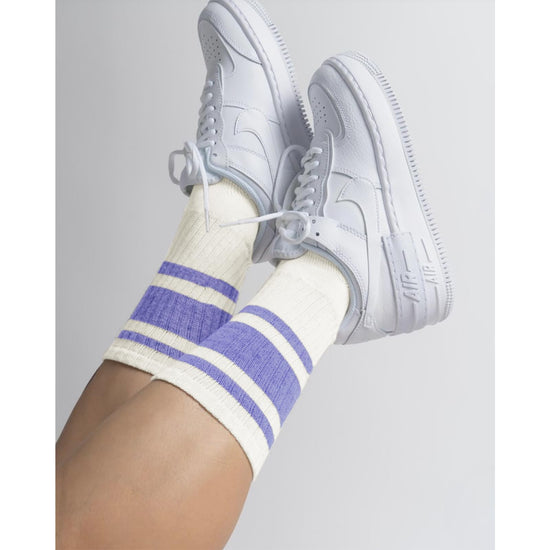 Fszsaa striped crew socks - sporty cotton tube socks for women