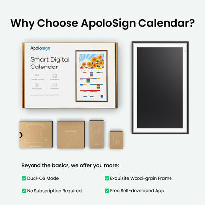 ApoloSign digital calendar - dual mode with Google Play and multi-calendar sync