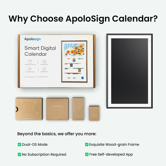 ApoloSign digital calendar - dual mode with Google Play and multi-calendar sync